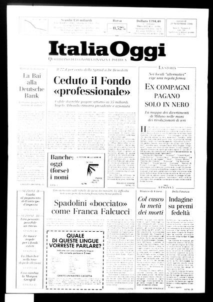 Italia oggi : quotidiano di economia finanza e politica